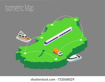 Map Hungary isometric concept. 3d flat illustration of Map Hungary