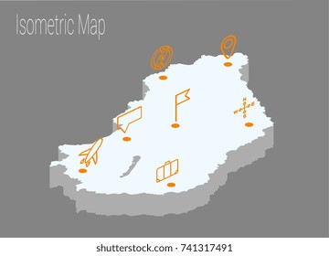 Map Hungary isometric concept. 3d flat illustration of Map Hungary