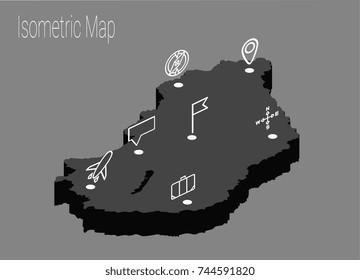 Map Hungary isometric concept. 3d flat illustration of Map Hungary