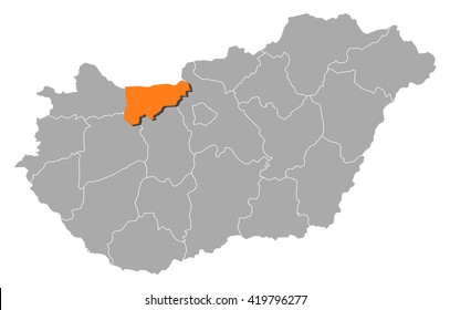 Map - Hungary, Komarom-Esztergom