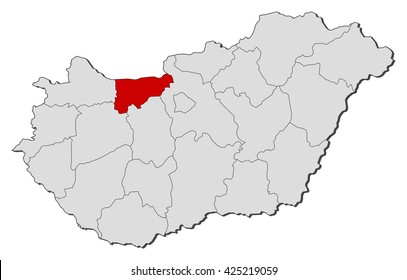 Map - Hungary, Komarom-Esztergom