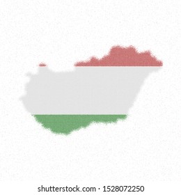 Map of Hungary. Mosaic style map with flag of Hungary. Interesting vector illustration.