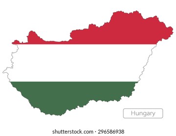 Map of Hungary with an official flag. Illustration on white background
