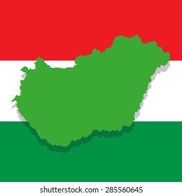 map of Hungary on the background of the national flag