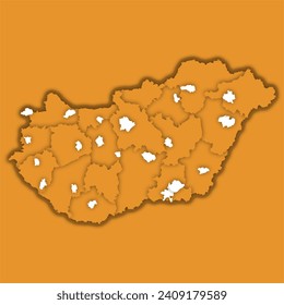 map of Hungary with orange colors