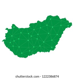 Map of Hungary from Polygonal wire frame low poly mesh,Hungary map Vector Illustration EPS10.