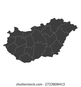 Mapa de Hungría con regiones