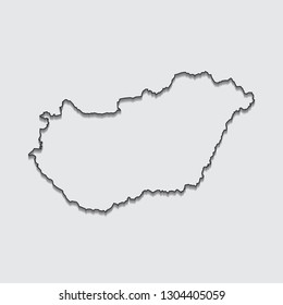 Map of Hungary with shadow on gray background.eps10 