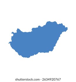 Map of Hungary, sign silhouette. World Map Globe. Vector Illustration isolated on white background. Europe continent.