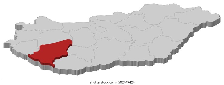 Map - Hungary, Somogy - 3D-Illustration