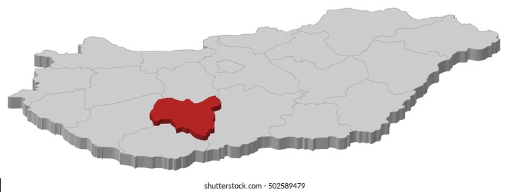 Map - Hungary, Tolna - 3D-Illustration
