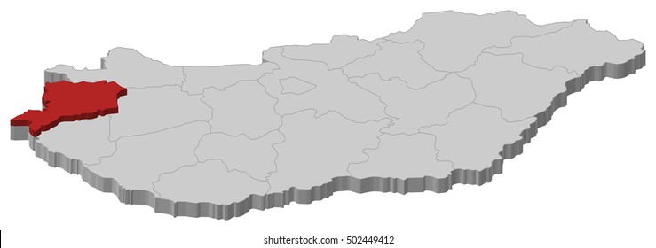 Map - Hungary, Vas - 3D-Illustration