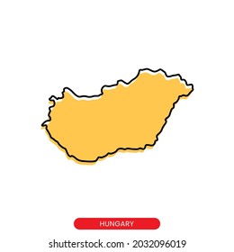 Map of Hungary vector design template. Simple style with editable stroke.