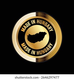 Map of Hungary. Vector illustration. Logo, Icon, and Symbol. Hungary map gold seal. 