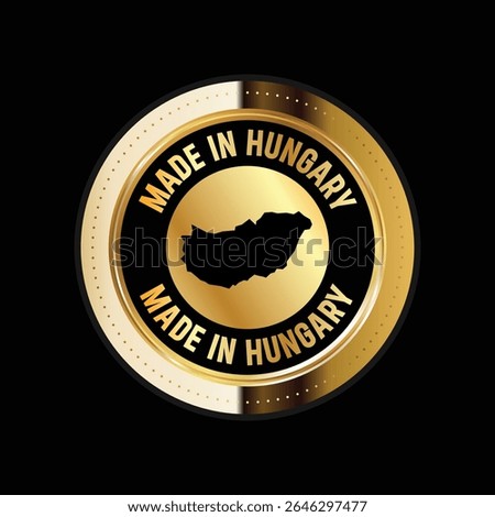 Map of Hungary. Vector illustration. Logo, Icon, and Symbol. Hungary map gold seal. 