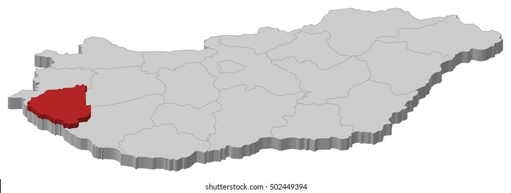 Map - Hungary, Zala - 3D-Illustration
