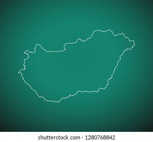 Map of Hungary,Green map on dark background. Vector illustration eps 10.