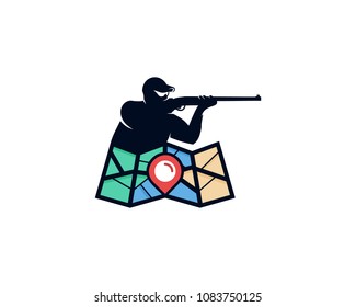Map Hunting Icon Logo Design Element