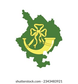 Die Karte des Bezirks Huntingdonshire mit seiner Flagge einzeln auf weißem Hintergrund. Vektorgrafik
