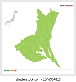 Map of Ibaraki in Japan,Vector illustration. 