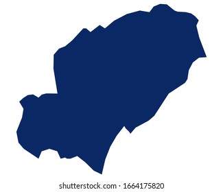Karte von Ibiza in blauer Farbe