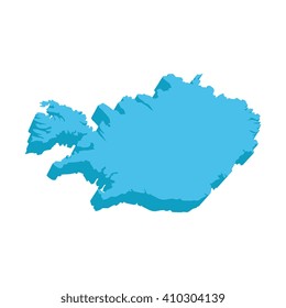 A map of Iceland 3D on white background