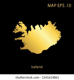 Map of iceland abstract corlor Gold on Black background frame vector illustration eps 10.