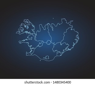 Map of Iceland - Abstract mash line and point scales on circuit dark background. symbol for your web site design map logo, app, ui,Travel. Vector illustration eps 10.