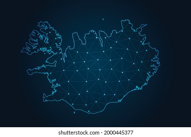 Karte von Island , Abstract Mash Linie und Punktwaage auf dunklem Hintergrund für Ihre Website Design-Karte Logo, App, ui, Travel. Vektorgrafik eps10.