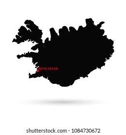 Map of Iceland black on white background