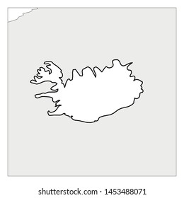 Map of Iceland black thick outline highlighted with neighbor countries.
