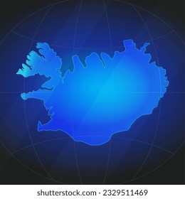 Map of Iceland in blue color. Template for website, annual report, news, infographics. Vector Illustration 