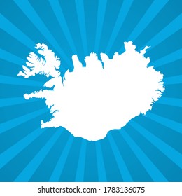 Map of Iceland blue comic pop art vector.