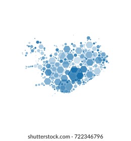 map of iceland  filled with hexagons of different sizes and degrees of transparency