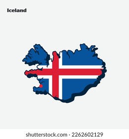 Map of Iceland flag shape. Vector illustration. Eps 10