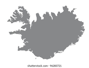 Map of Iceland in gray