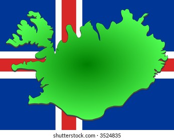 mapa de Islandia e Islandia