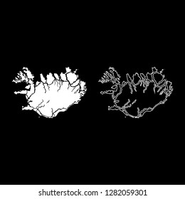 Map of Iceland icon set white color