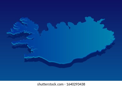 map of Iceland on blue background. Vector modern isometric concept greeting Card illustration eps 10.