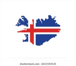 Map of ICELAND on a white background, Editable Vector illustration of ICELAND flag, National Day design, Map Flag of ICELAND flat design, National Day of ICELAND
