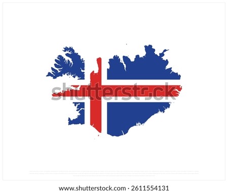 Map of ICELAND on a white background, Editable Vector illustration of ICELAND flag, National Day design, Map Flag of ICELAND flat design, National Day of ICELAND
