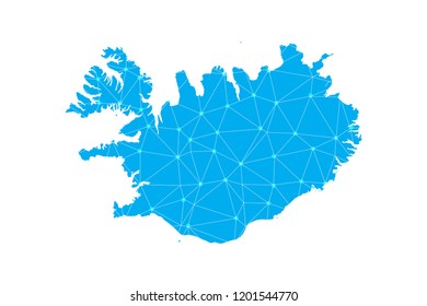 Map of Iceland from Polygonal wire frame low poly mesh,Iceland map Vector Illustration EPS10.