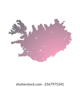 Map of Iceland, sign silhouette. World Map Globe. Vector Illustration isolated on transparent background. Europe continent.