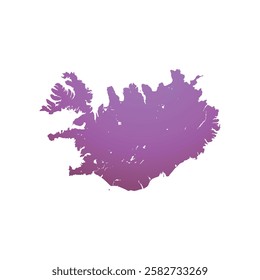 Map of Iceland, sign silhouette. World Map Globe. Vector Illustration isolated on transparent background. Europe continent.