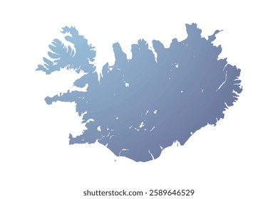 Map of Iceland, sign silhouette. World Map Globe. Vector Illustration isolated on transparent background. Europe continent.