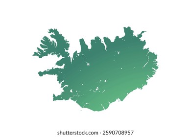 Map of Iceland, sign silhouette. World Map Globe. Vector Illustration isolated on transparent background. Europe continent.