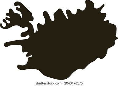 Map of Iceland. Solid simple silhouette map vector illustration.