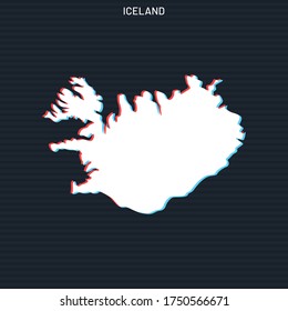 Map of Iceland Vector Design Template On Dark Background.