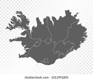 Map of Iceland , vector illustration on transparent background. Items are placed on separate layers and editable.