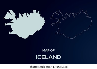 Map of Iceland vector silhouette isolated.Abstract design, High detailed silhouette illustration. Full Editable Iceland map vector file.